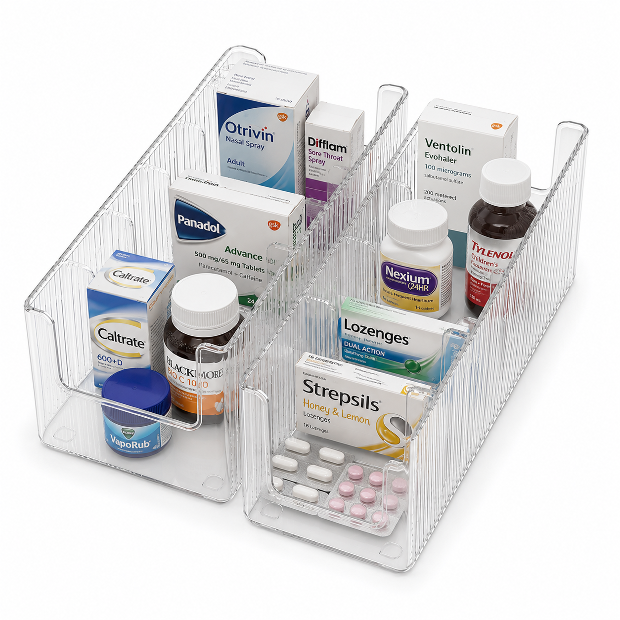 Four-compartment Large-capacity Transparent Household Medicine Storage Box
