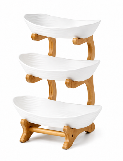 3-Tier Wooden Fruit and Vegetable Basket