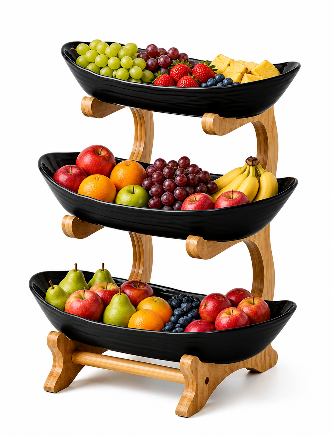 3-Tier Wooden Fruit and Vegetable Basket
