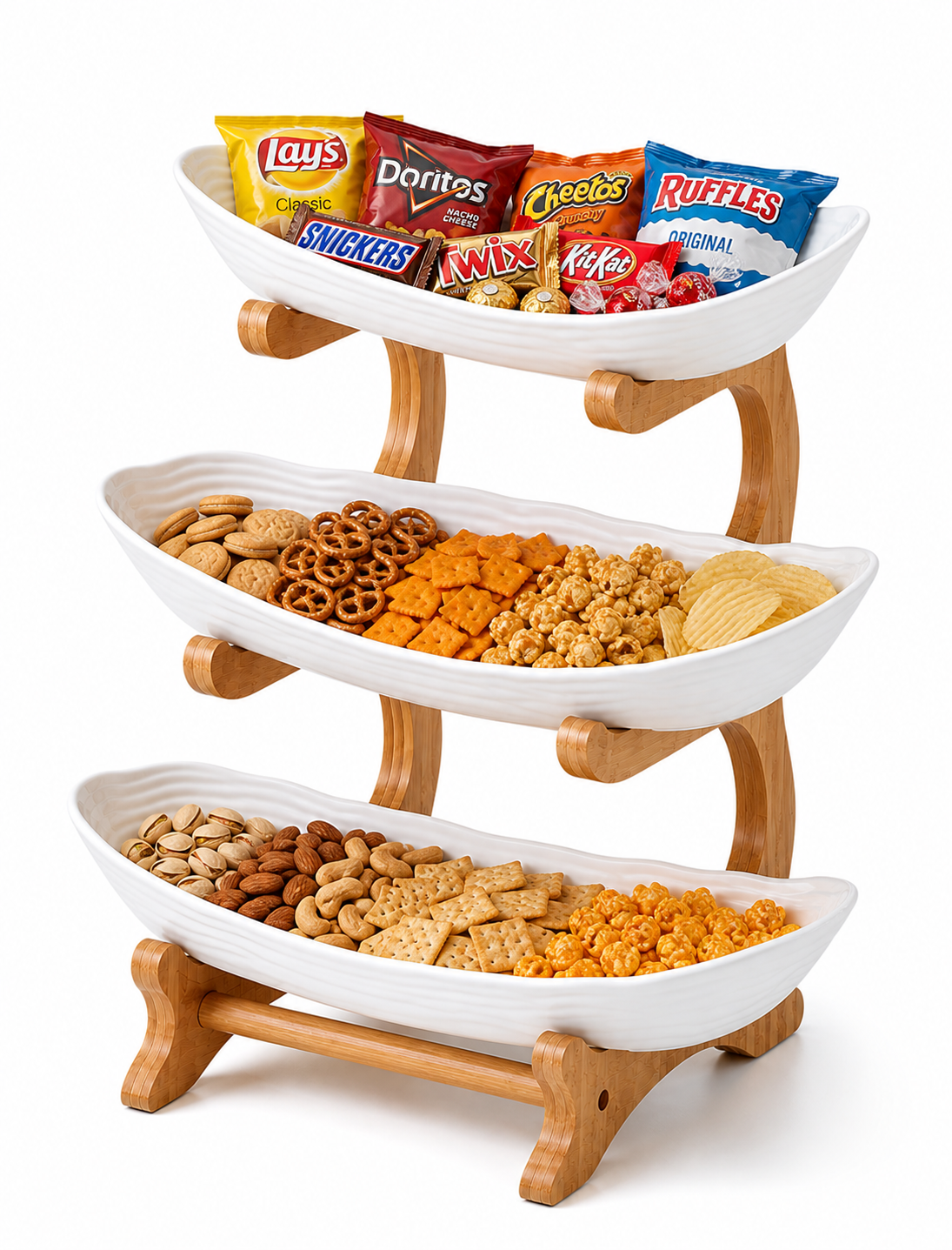 3-Tier Wooden Fruit and Vegetable Basket